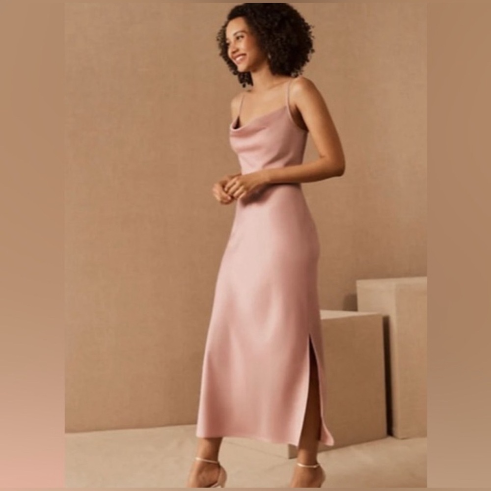 BHLDN Cali Satin Color Sand Dune Midi Dress size XS